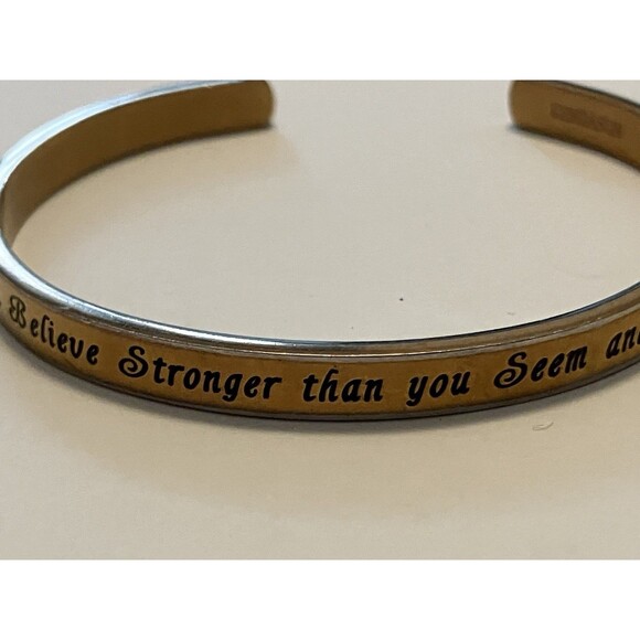 Kendasun Cuff Bracelet Braver Smarter Stronger Engraved Gold Tone - Picture 4 of 5
